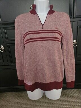Original Penguin 100% Cotton mens 1/4 Zip Pullover Heather Maroon Sweater Small